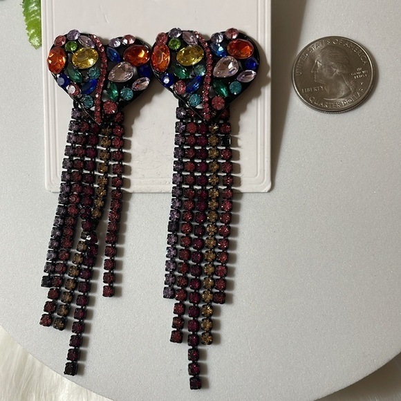 Zara Heart Crystal Dangle Earrings - Picture 10 of 12